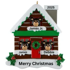 Log Cabin Bears Family of 3 Personalized Ornament< Discount