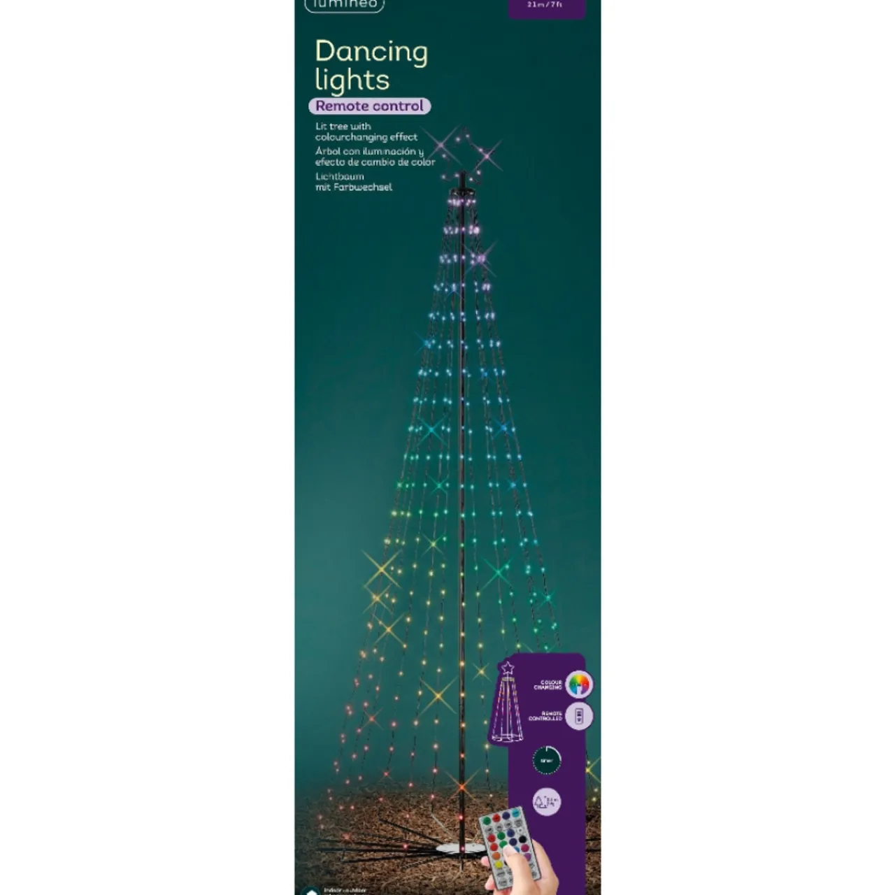 7 Foot 335 LED Dancing Lights Tree Black Wire With Remote Control<Lumineo Outlet