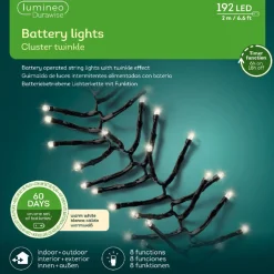 192 LED Battery Operated Warm White Twinkle Cluster Lights Black Wire - The Christmas Loft​<Lumineo Discount