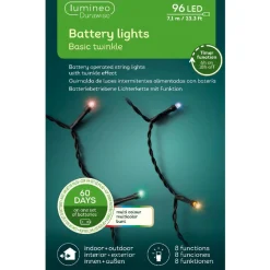 96 LED Battery Operated Multi Color Twinkle Lights Black Wire | The Chri<Lumineo Best