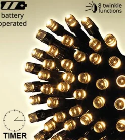 48 LED Battery Operated Warm White Twinkle Lights Black Wire | The Christmas Loft<Lumineo Clearance