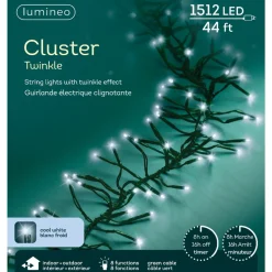 1512 LED Cool White Cluster Lights Green Wire   | The Christmas Loft<Lumineo Outlet