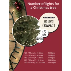 500 LED Cool White Christmas Compact Lights Set, Green Wire 36 Feet<Lumineo Clearance