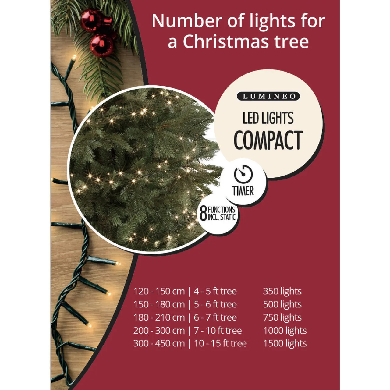 500 LED Cool White Christmas Compact Lights Set, Green Wire 36 Feet<Lumineo Clearance