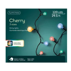 120 LED Multi Color Cherry Lights Black Wire - The Christmas Loft<Lumineo Sale