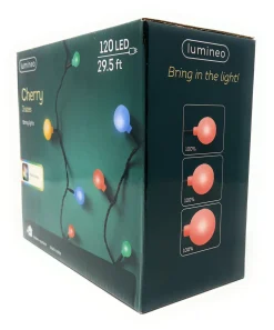 120 LED Multi Color Cherry Lights Black Wire - The Christmas Loft<Lumineo Sale