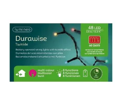 48 LED Multi-Colored Battery-Operated Christmas Lights Set, Black Wire 1<Lumineo Online