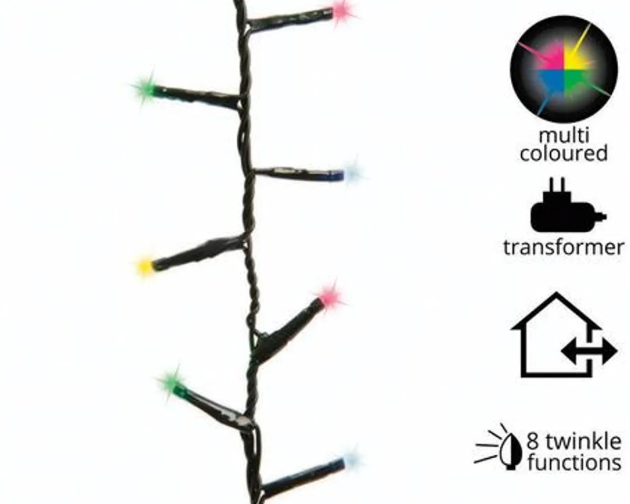1000 LED Multi-Colored Christmas Compact Lights Set, Green Wire 74 Feet<Lumineo Outlet
