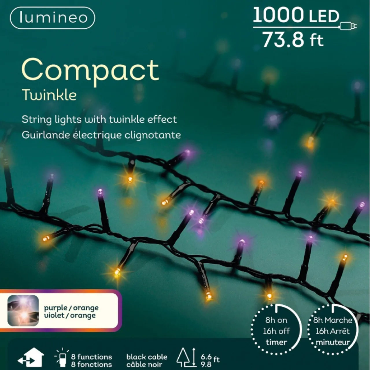 1,000 LED Purple And Orange Compact Twinkle Lights<Lumineo Fashion
