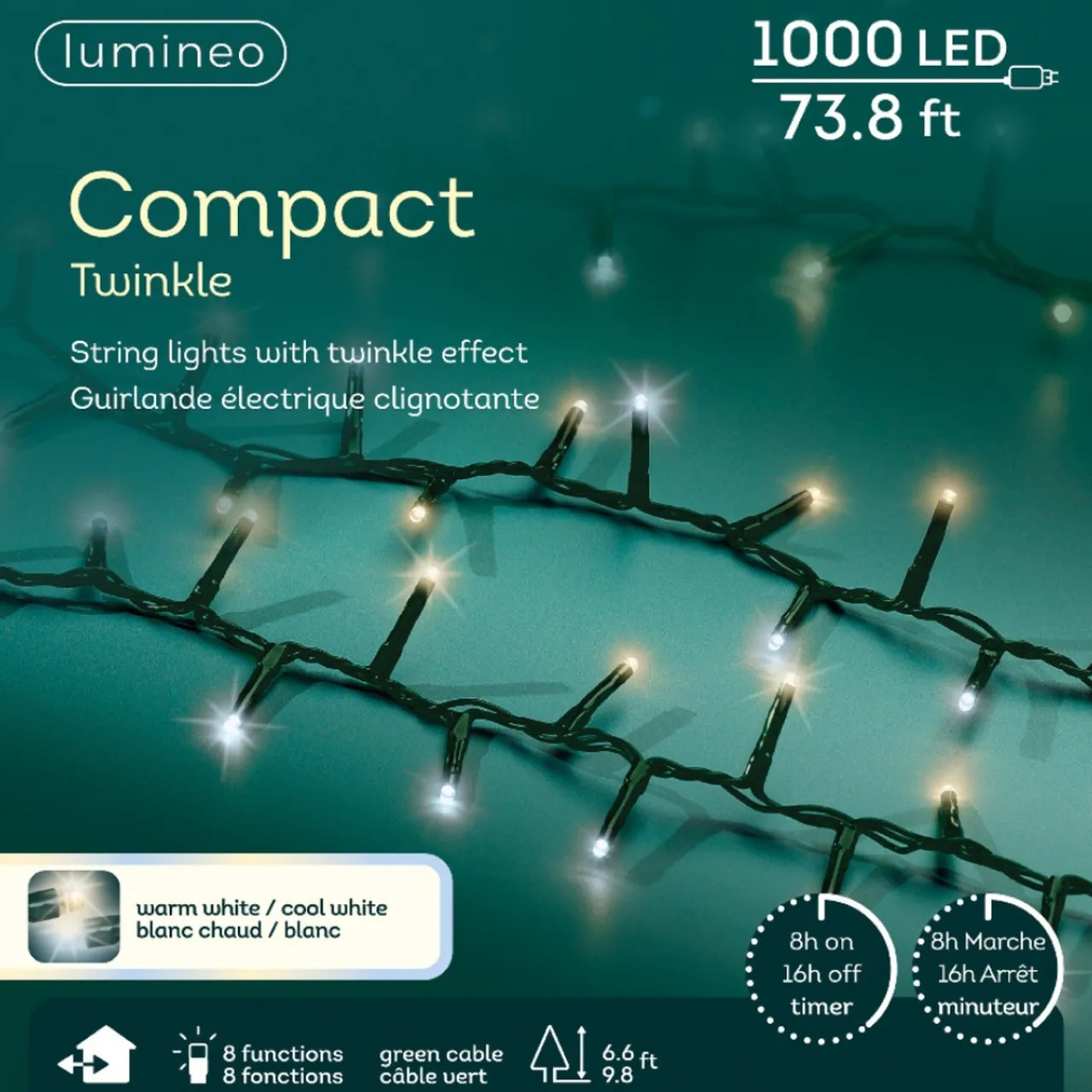 1,000 LED Warm And Cool White Compact Twinkle Lights<Lumineo Hot