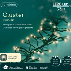 1128 LED Warm White Cluster Lights Green Wire   | The Christmas Loft<Lumineo Outlet
