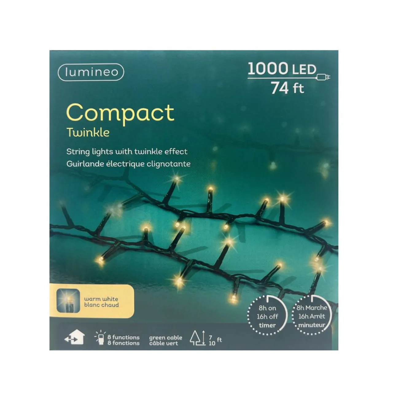 1000 LED Warm White Compact Lights Green Wire | The Christmas Loft<Lumineo Discount