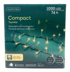 1000 LED Warm White Compact Lights Transparent Wire | The Christmas Loft<Lumineo Best