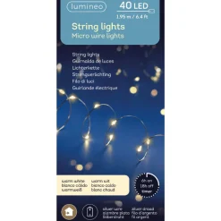 40 LED Warm White Lights Silver Micro Wire - The Christmas Loft<Lumineo Online
