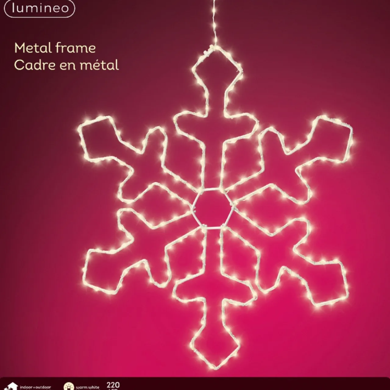 220 LED Warm White Metal Frame Snowflake<Lumineo Sale