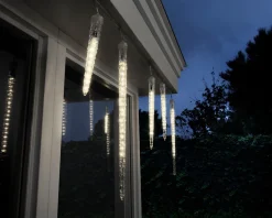 6 Warm White LED Snowing Icicles Transparent Wire<Lumineo Outlet
