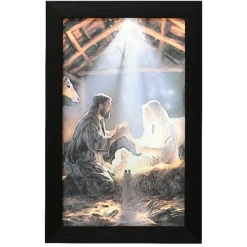 LED Nativity Scene Canvas - Holy Family in the Manger<Lumineo Sale