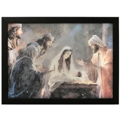 LED Nativity Scene with the Three Wise Men Canvas<Lumineo Online