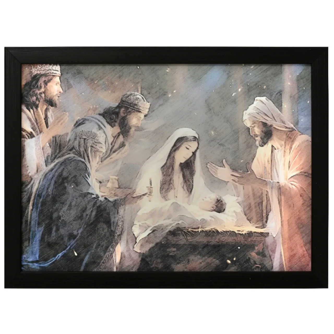 LED Nativity Scene with the Three Wise Men Canvas<Lumineo Online
