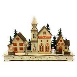 Lighted Wood Winter Village Scene<Lumineo New