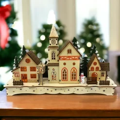 Lighted Wood Winter Village Scene<Lumineo New