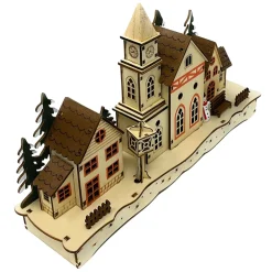 Lighted Wood Winter Village Scene<Lumineo New