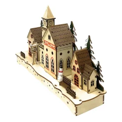 Lighted Wood Winter Village Scene<Lumineo New