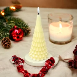 8" Cream Wax Tree Candle - Battery Operated, Timer<Lumineo Sale