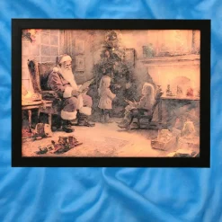 Santa's Warm Holiday Reading by the Fire LED Canvas<Lumineo Clearance