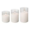 Lumineo Set of 3 White Battery Operated Candles in Glass Containers< Discount