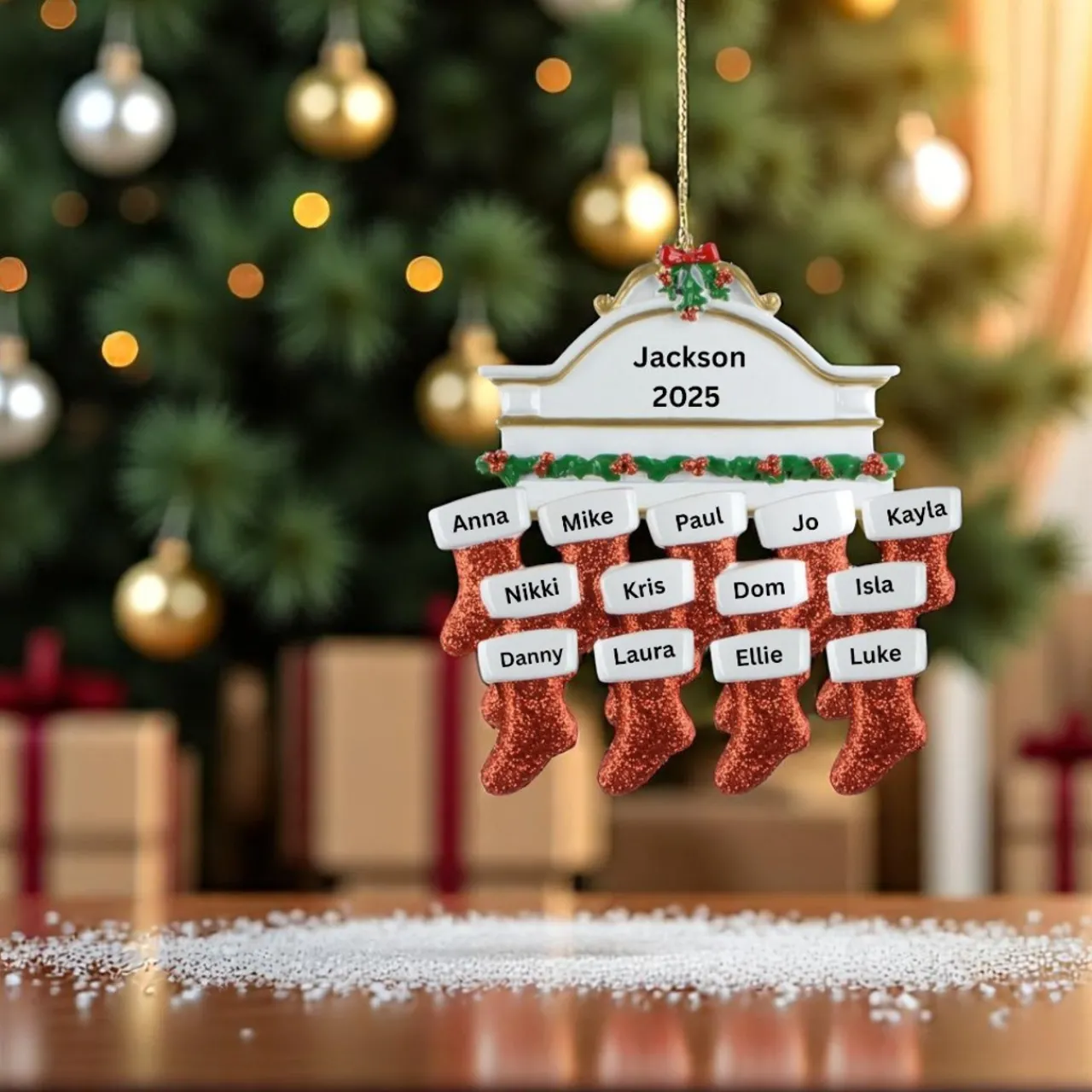 Mantle Family of 13 Personalized Ornament< New
