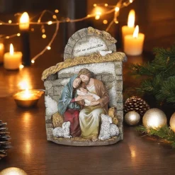Mary & Joseph w/ Baby in Creche< Outlet