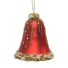Matte Red Glittered Bell Ornament< Discount