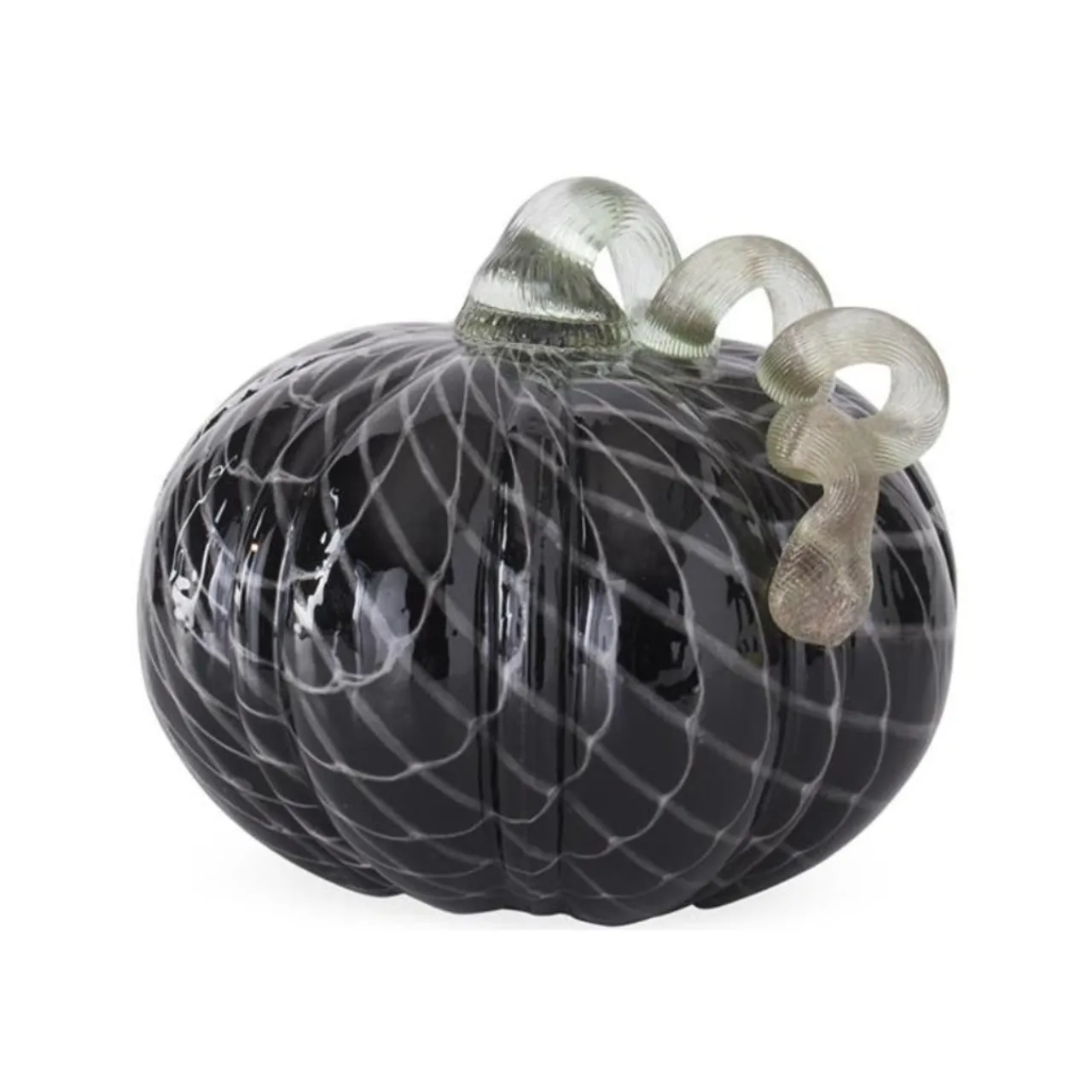Medium Black And White Swirls Handblown Glass Pumpkin< New