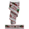 Merry Christmas Red Truck On Light Gray Linen Ribbon  10 Yards Long x 2.5 Inch Wide< Sale