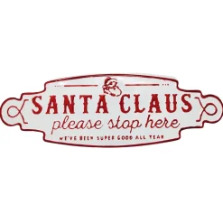 Metal Santa Please Stop Here Sign - The Christmas Loft< Clearance