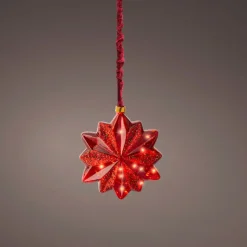 Micro LED Red Glass 12 Pointed Star - The Christmas Loft<Lumineo Hot