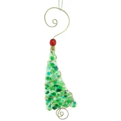 Mini Crushed Glass Tree Ornament - Green< New
