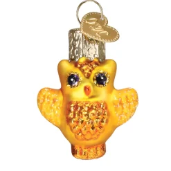 Mini Halloween Owl Glitter Ornament<Old World Glass Fashion