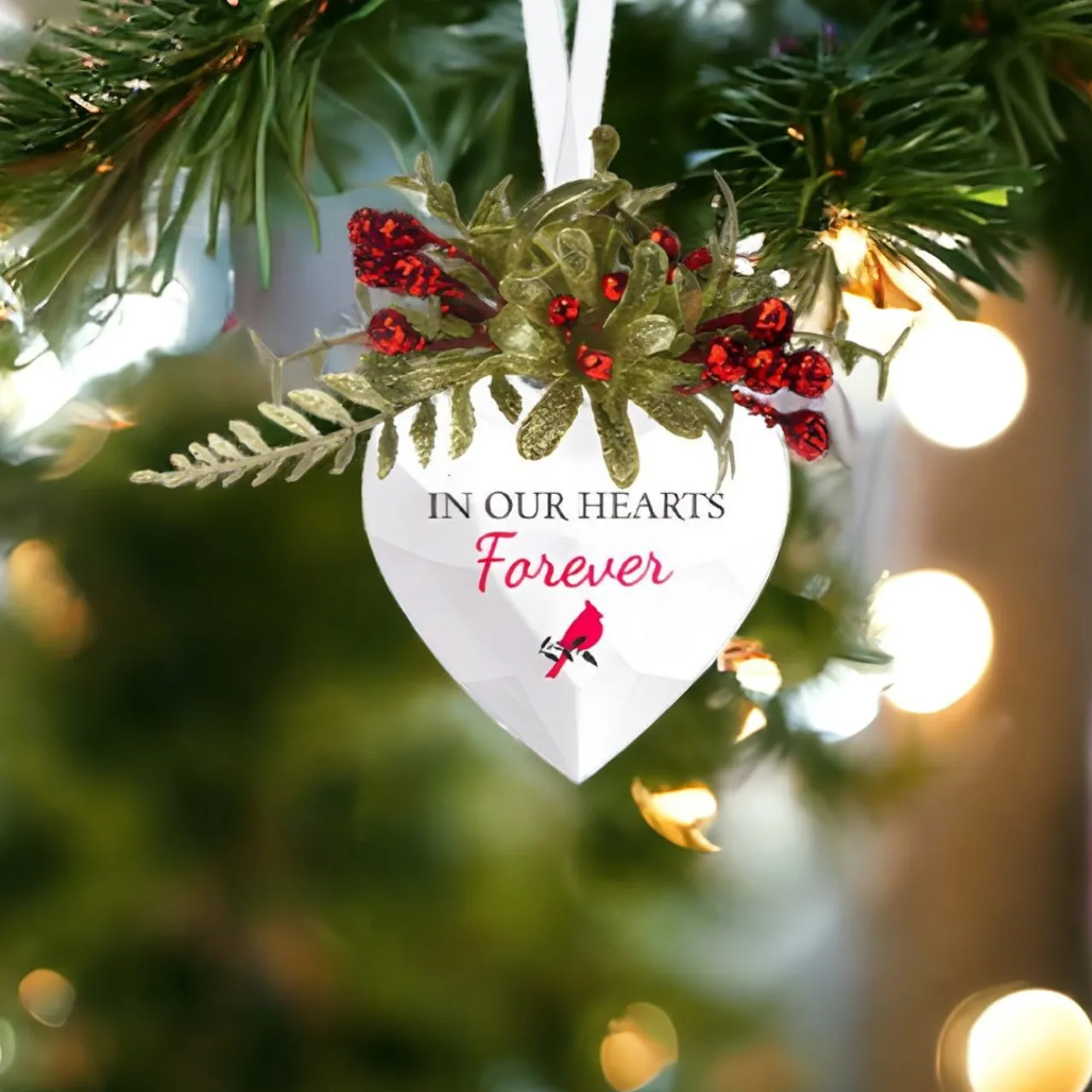 Mistletoe Heart Forever Memorial Ornament< Fashion