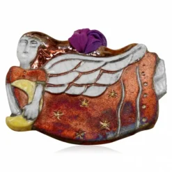 Moon Angel Raku Ornament Handcrafted from Raku Potteryworks< Discount