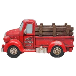 Musical Lit Snowy Red Pick Up Truck - The Christmas Loft< Fashion