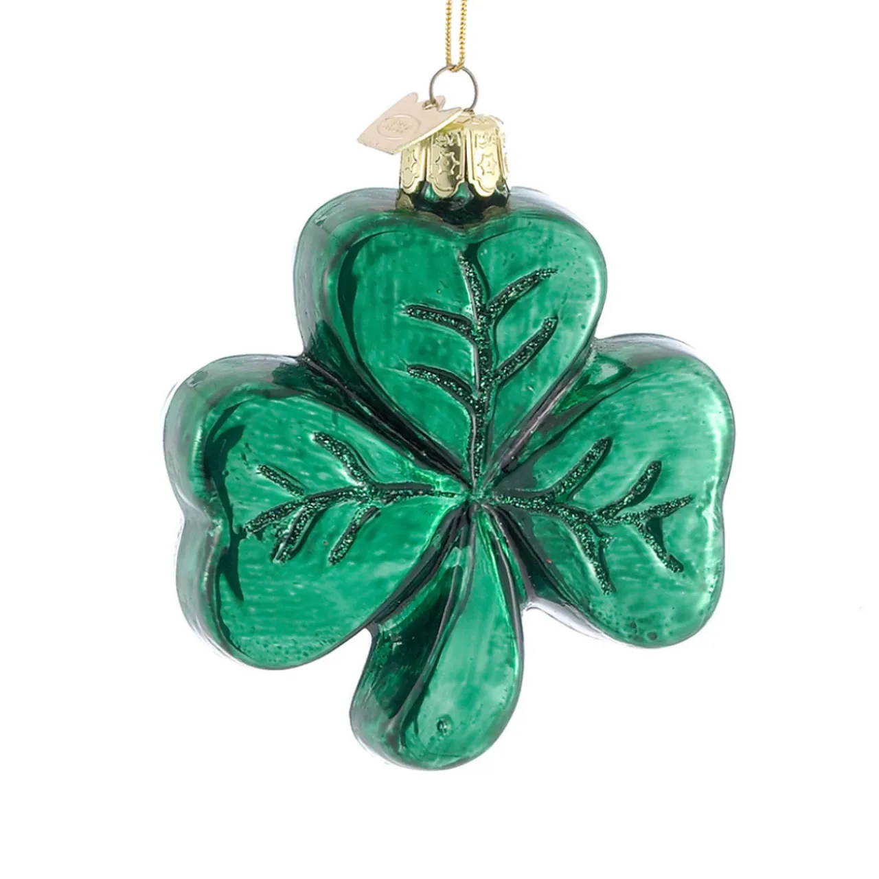 Noble Gems Blown Glass Shamrock Ornament 3.25"<Kurt Adler New
