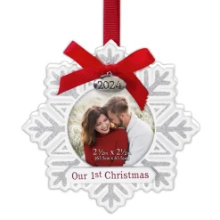 Our First Christmas 2024 Snowflake Frame Ornament< Clearance