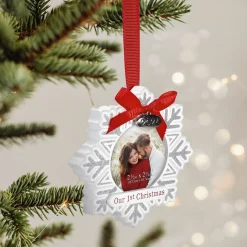 Our First Christmas 2024 Snowflake Frame Ornament< Clearance