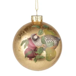 Partridge in a Pear Tree Gold Foil Ball Ornament< New