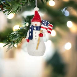 Patriotic Snowman Christmas Ornament< Outlet