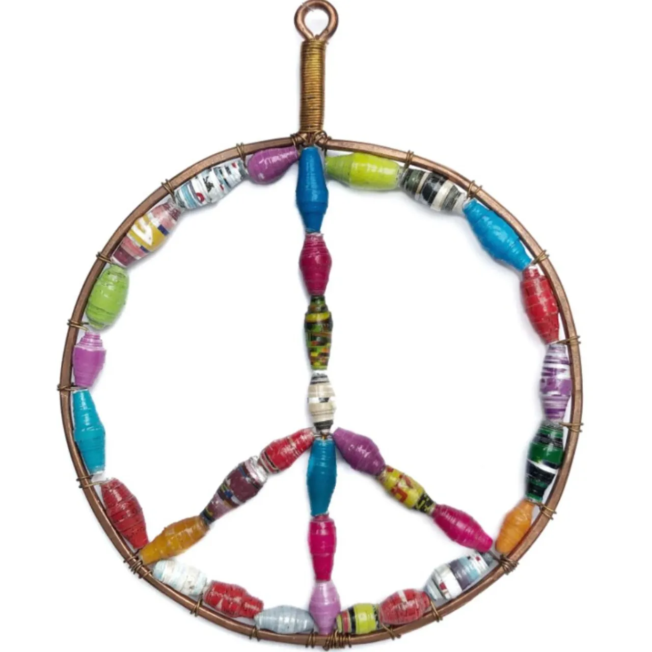 Peace Sign Ornament with Colorful Paper Beads< Fashion
