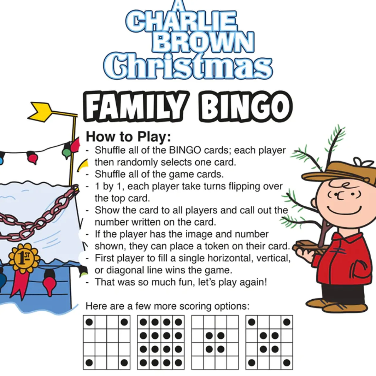 Peanuts Charlie Brown Christmas Family Bingo Game Set< Clearance