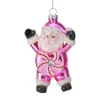 Peppermint Candy Santa Glass Ornament< Discount